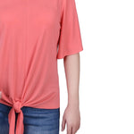 NY Collection Elbow Sleeve Tie-Front Top - DressbarnShirts & Blouses