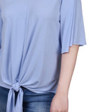 NY Collection Elbow Sleeve Tie-Front Top - DressbarnShirts & Blouses