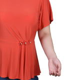NY Collection Flutter Sleeve Flower-Detail Top - Petite - DressbarnShirts & Blouses