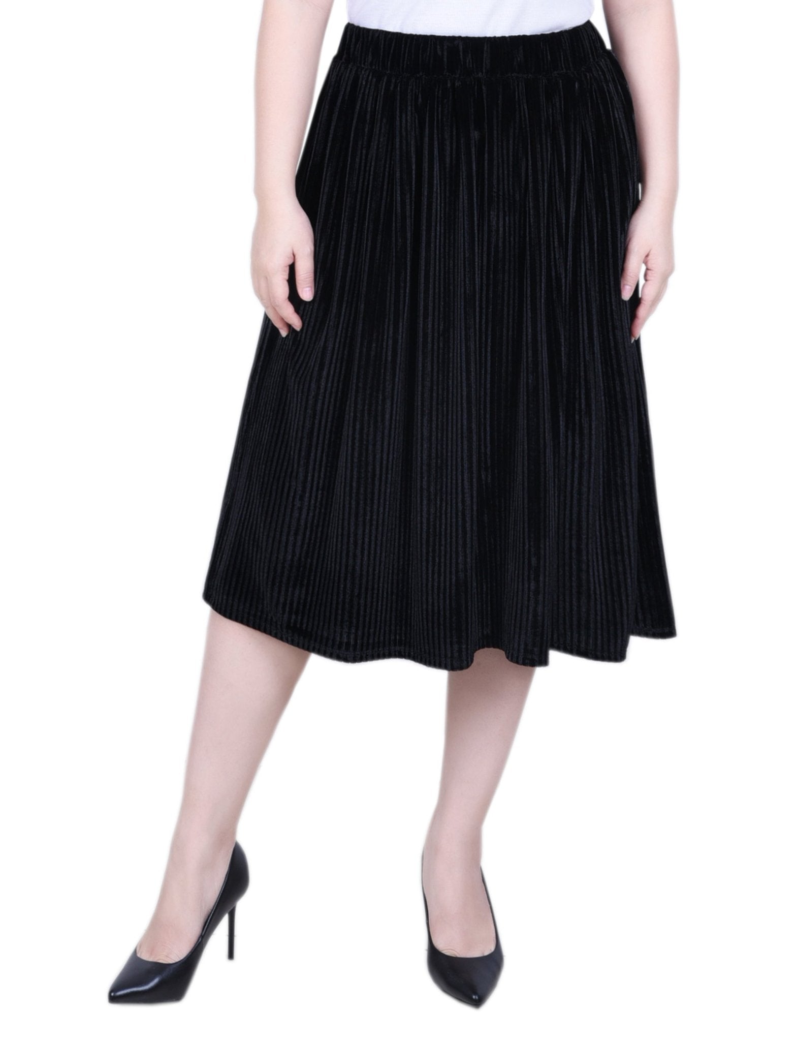 NY Collection Knee Length Velvet Skirt - Petite - DressbarnSkirts