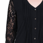NY Collection Lace-Sleeve V Neck Top - Petite - DressbarnShirts & Blouses