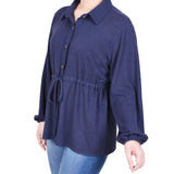 NY Collection Long Dolman Sleeve Drawstring-Waist Tunic Top - Petite - DressbarnShirts & Blouses