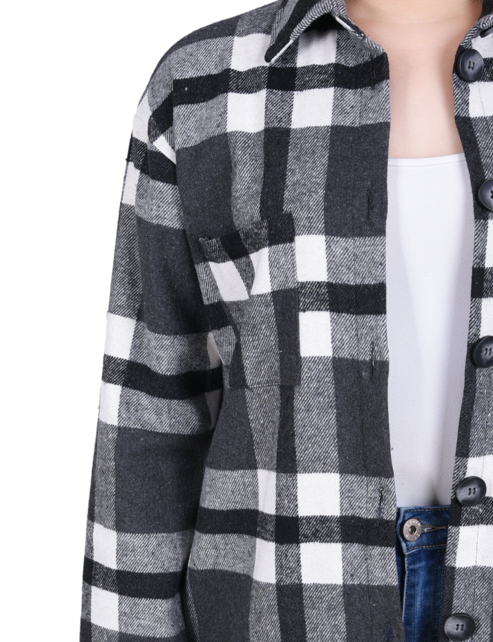 NY Collection Long Sleeve Brushed Twill Shirt Jacket - Petite - DressbarnCoats & Jackets