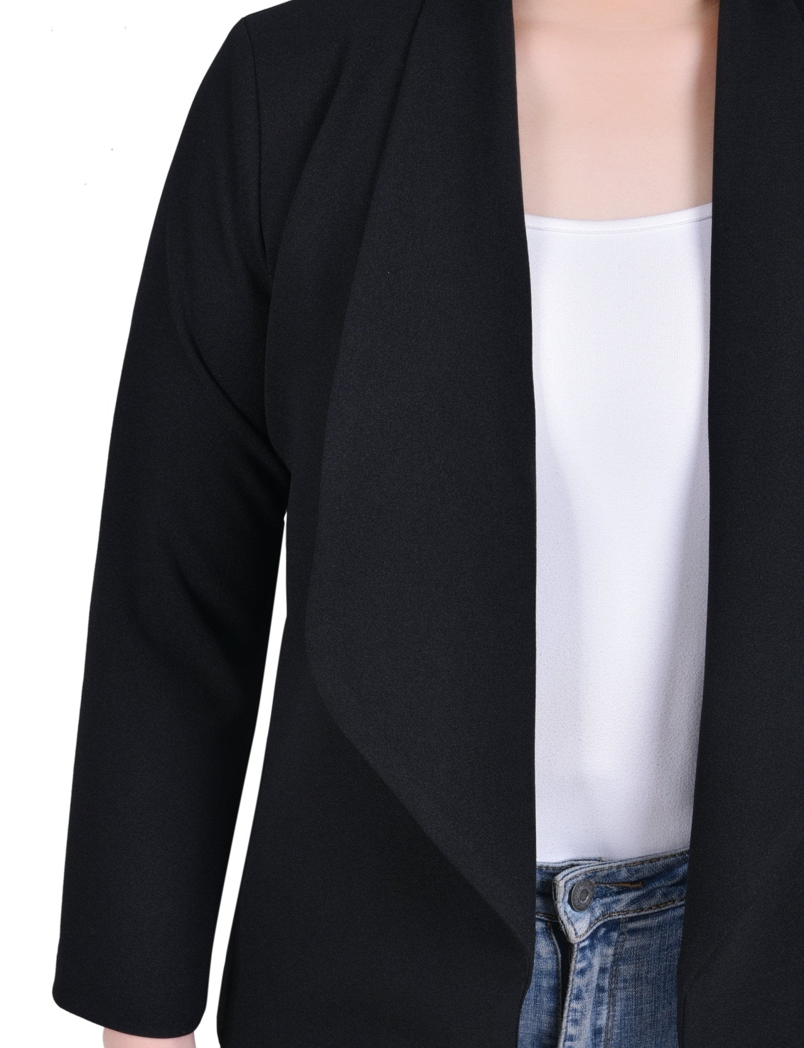 NY Collection Long Sleeve Ponte Jacket - Petite - DressbarnCoats & Jackets