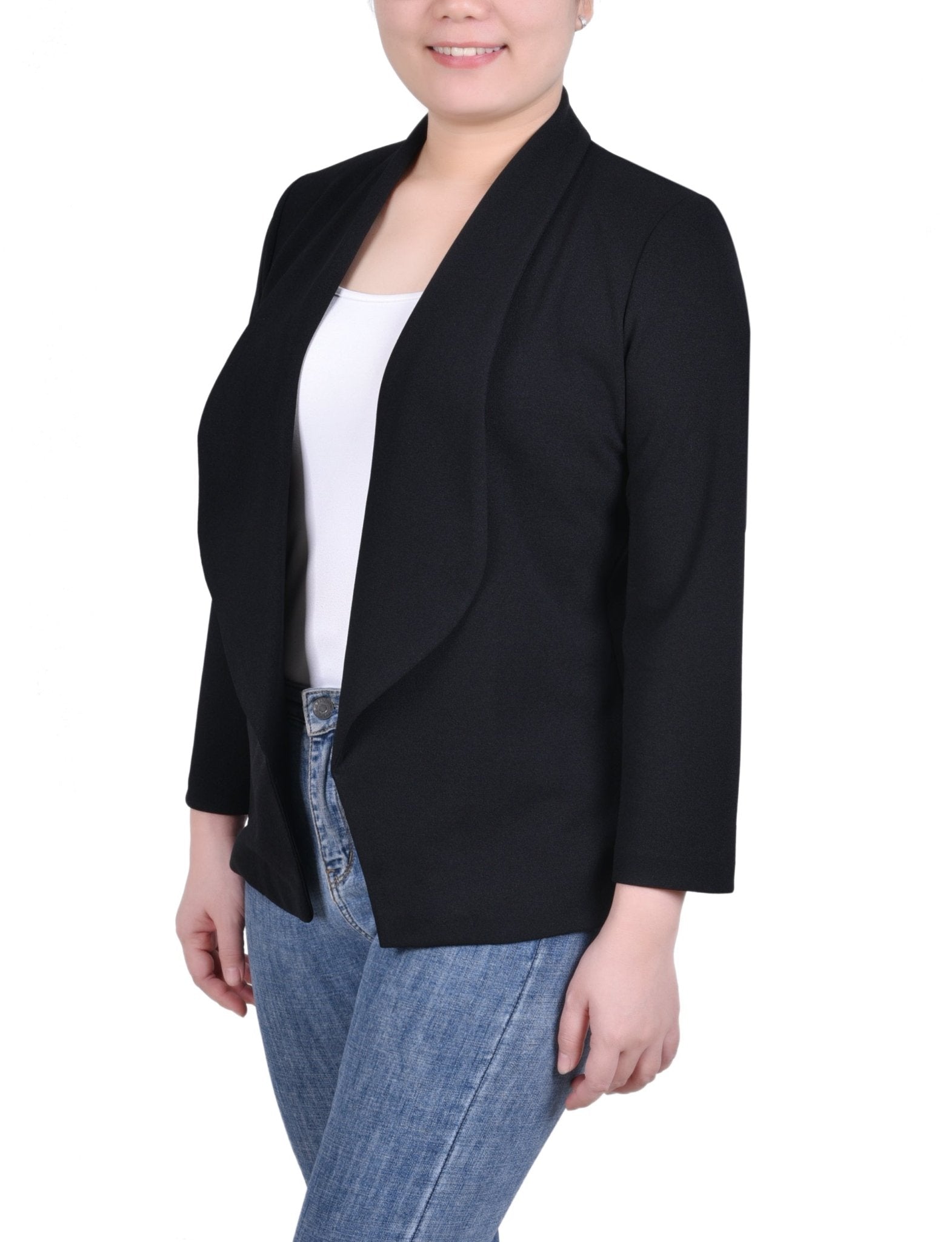 NY Collection Long Sleeve Ponte Jacket - Petite - DressbarnCoats & Jackets