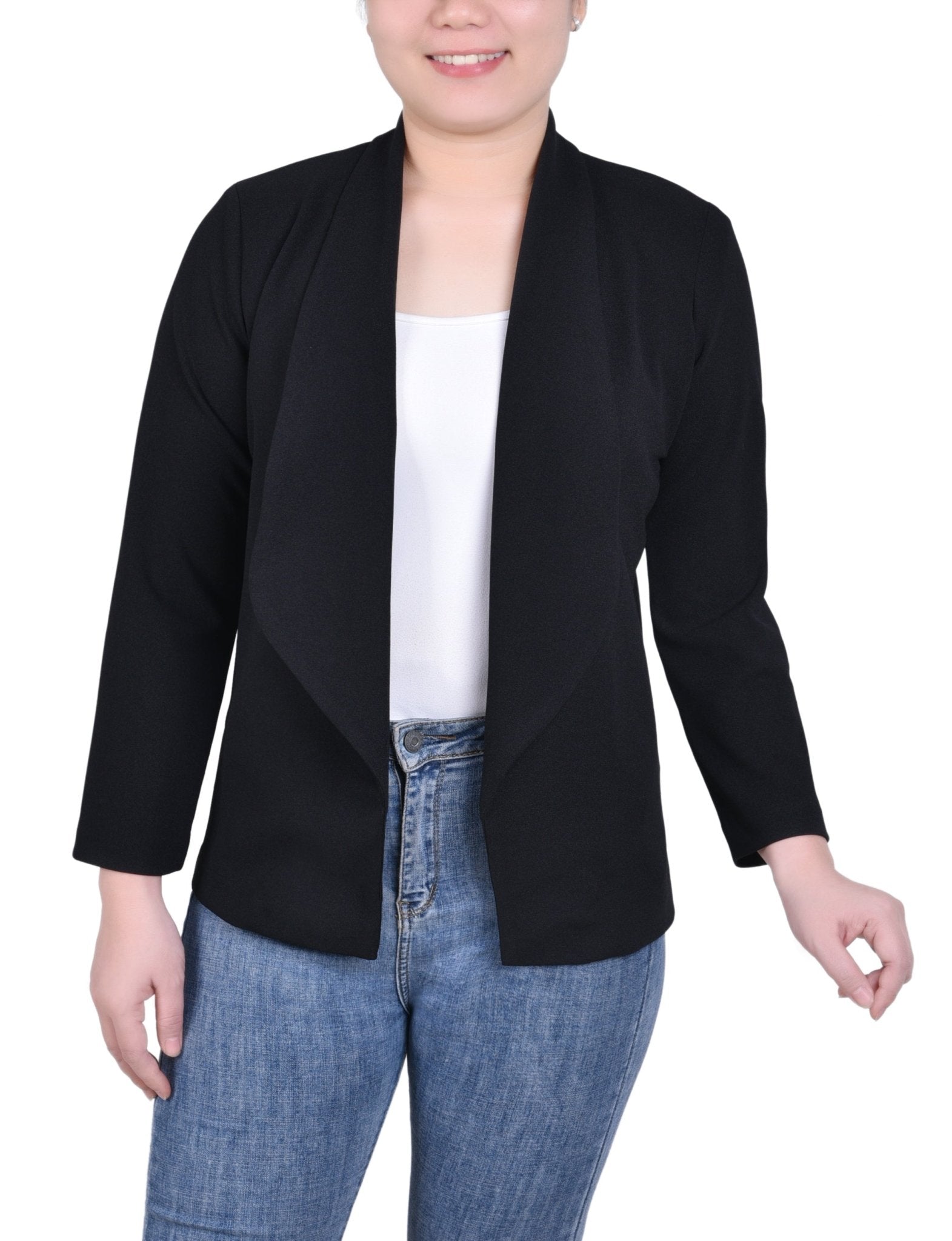 NY Collection Long Sleeve Ponte Jacket - Petite - DressbarnCoats & Jackets