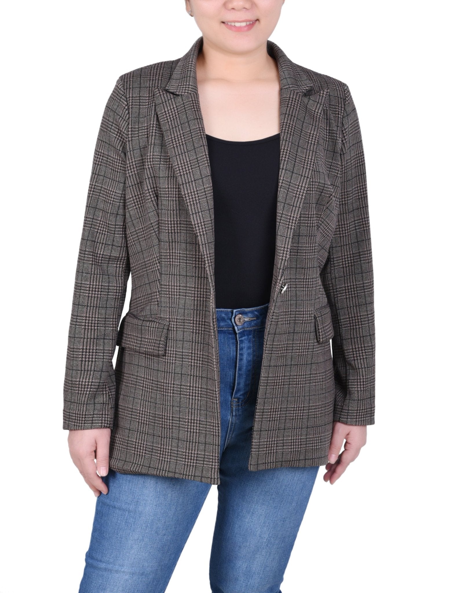 NY Collection Long Sleeve Ponte Jacket - Petite - DressbarnCoats & Jackets