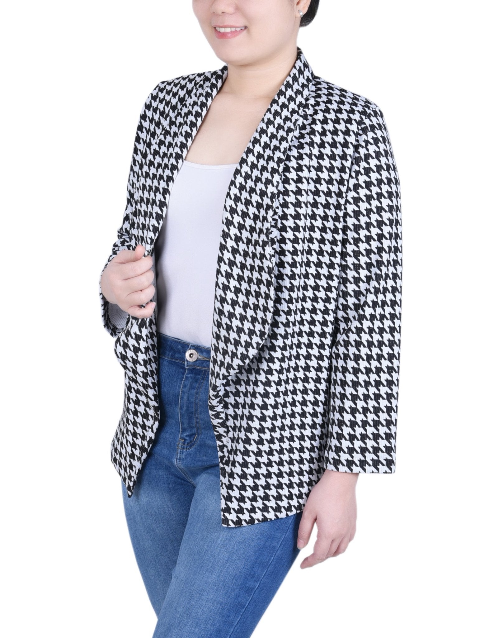 NY Collection Long Sleeve Ponte Jacket - Petite - DressbarnCoats & Jackets