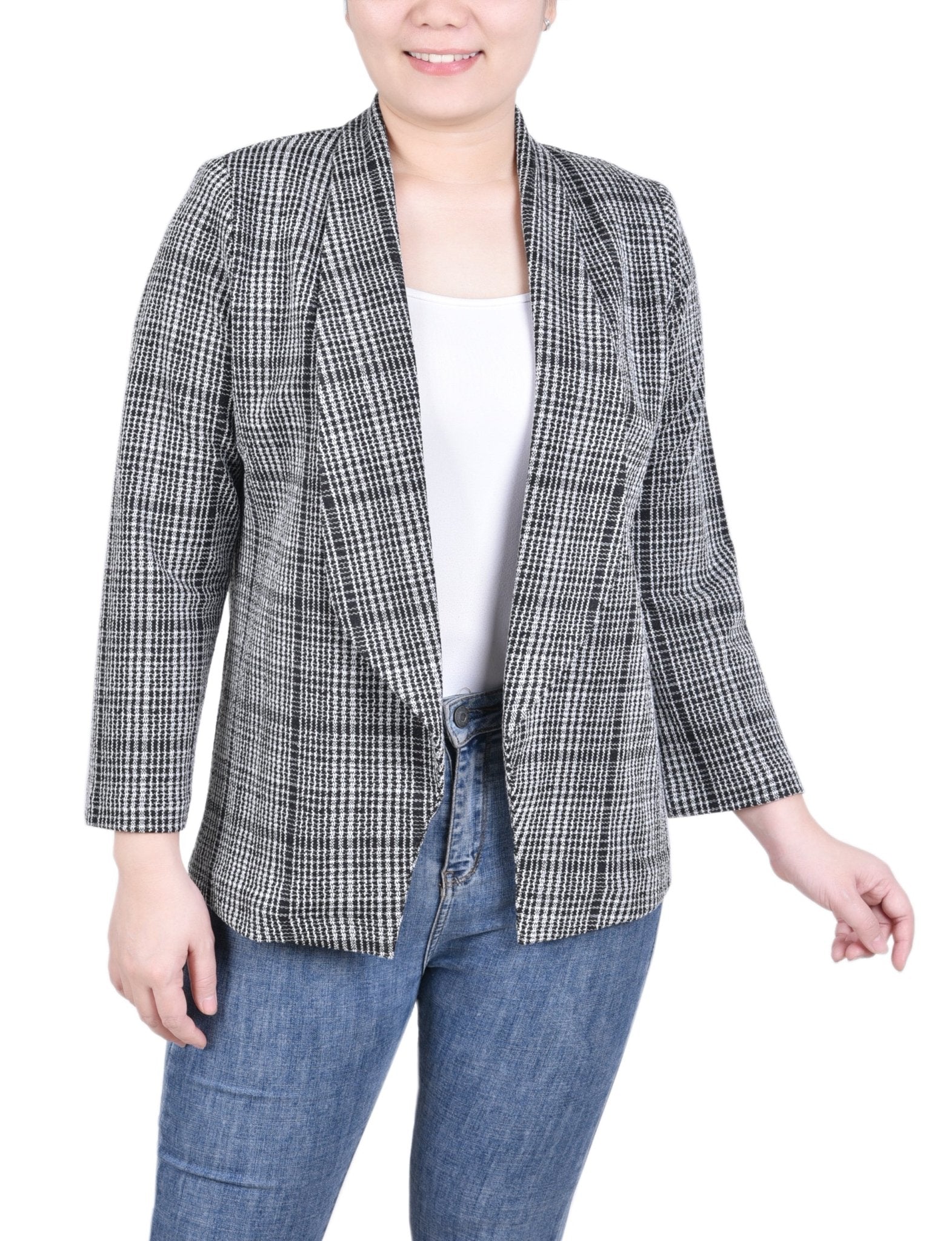 NY Collection Long Sleeve Ponte Jacket - Petite - DressbarnCoats & Jackets