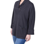 NY Collection Long Sleeve Shawl Collar Top With Pockets - Petite - DressbarnShirts & Blouses