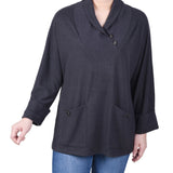 NY Collection Long Sleeve Shawl Collar Top With Pockets - Petite - DressbarnShirts & Blouses