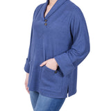 NY Collection Long Sleeve Shawl Collar Top With Pockets - Petite - DressbarnShirts & Blouses