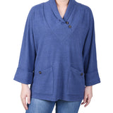 NY Collection Long Sleeve Shawl Collar Top With Pockets - Petite - DressbarnShirts & Blouses