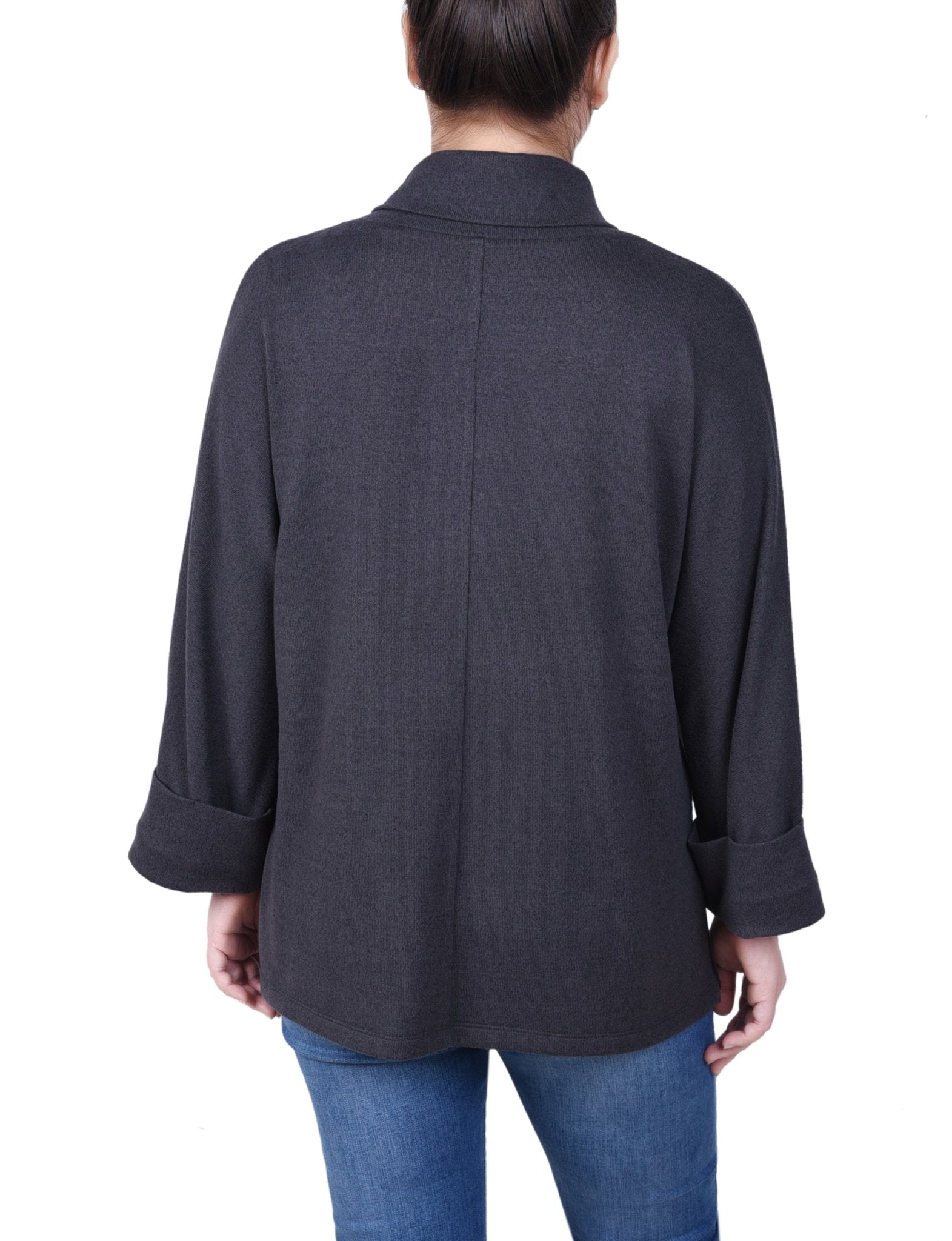 NY Collection Long Sleeve Shawl Collar Top With Pockets - Petite - DressbarnShirts & Blouses