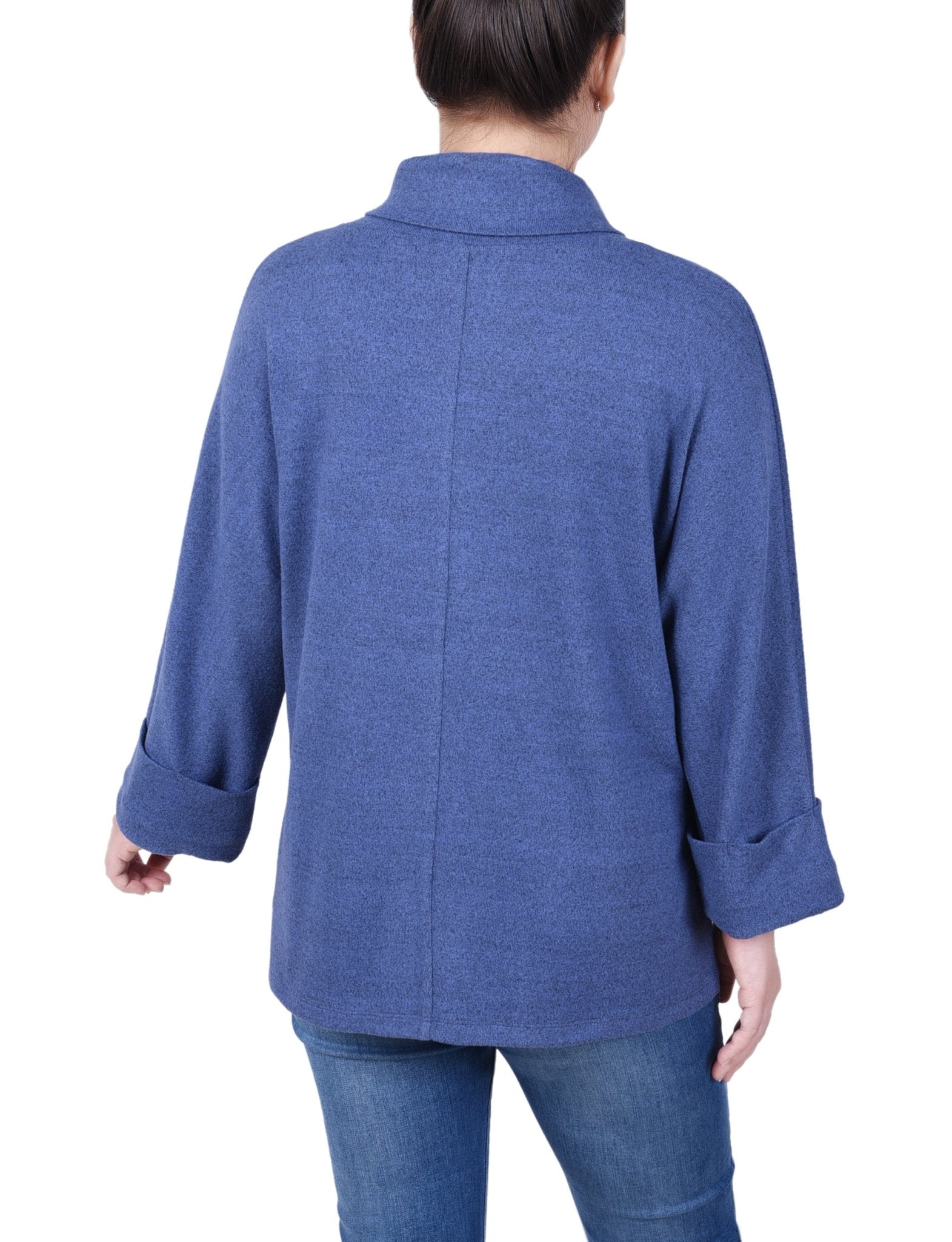 NY Collection Long Sleeve Shawl Collar Top With Pockets - Petite - DressbarnShirts & Blouses