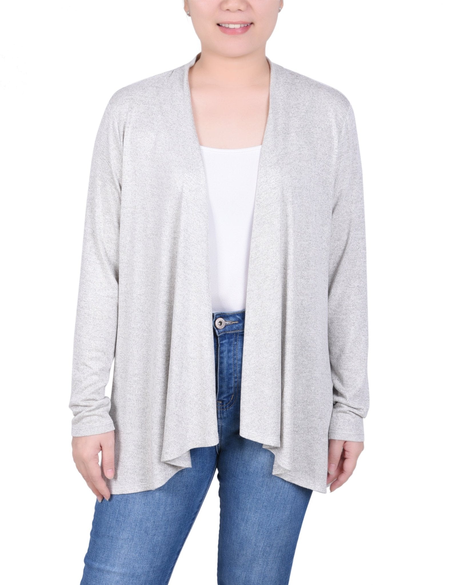 NY Collection Long Sleeve Swing Cardigan - Petite - DressbarnSweatshirts & Hoodies