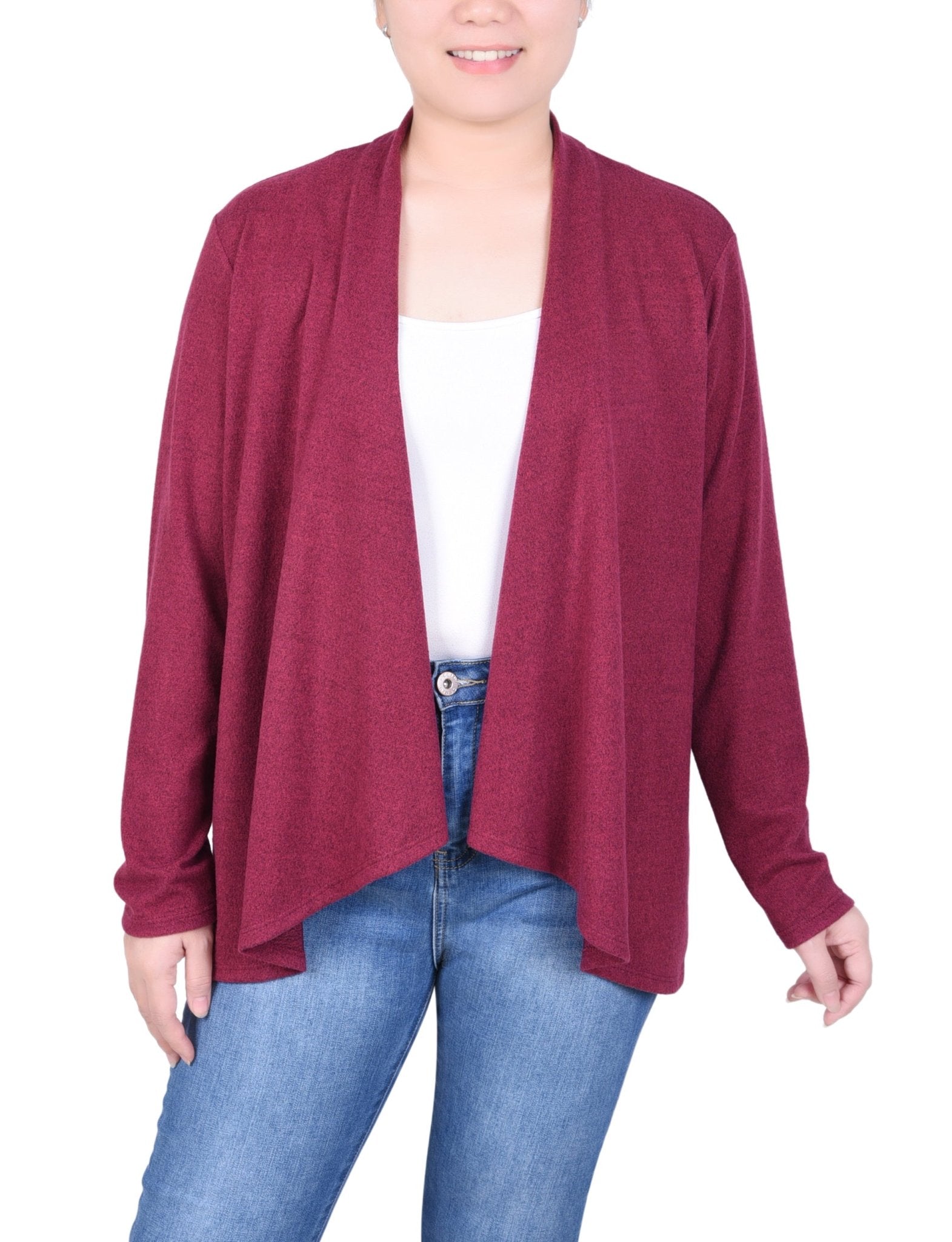 NY Collection Long Sleeve Swing Cardigan - Petite - DressbarnSweatshirts & Hoodies