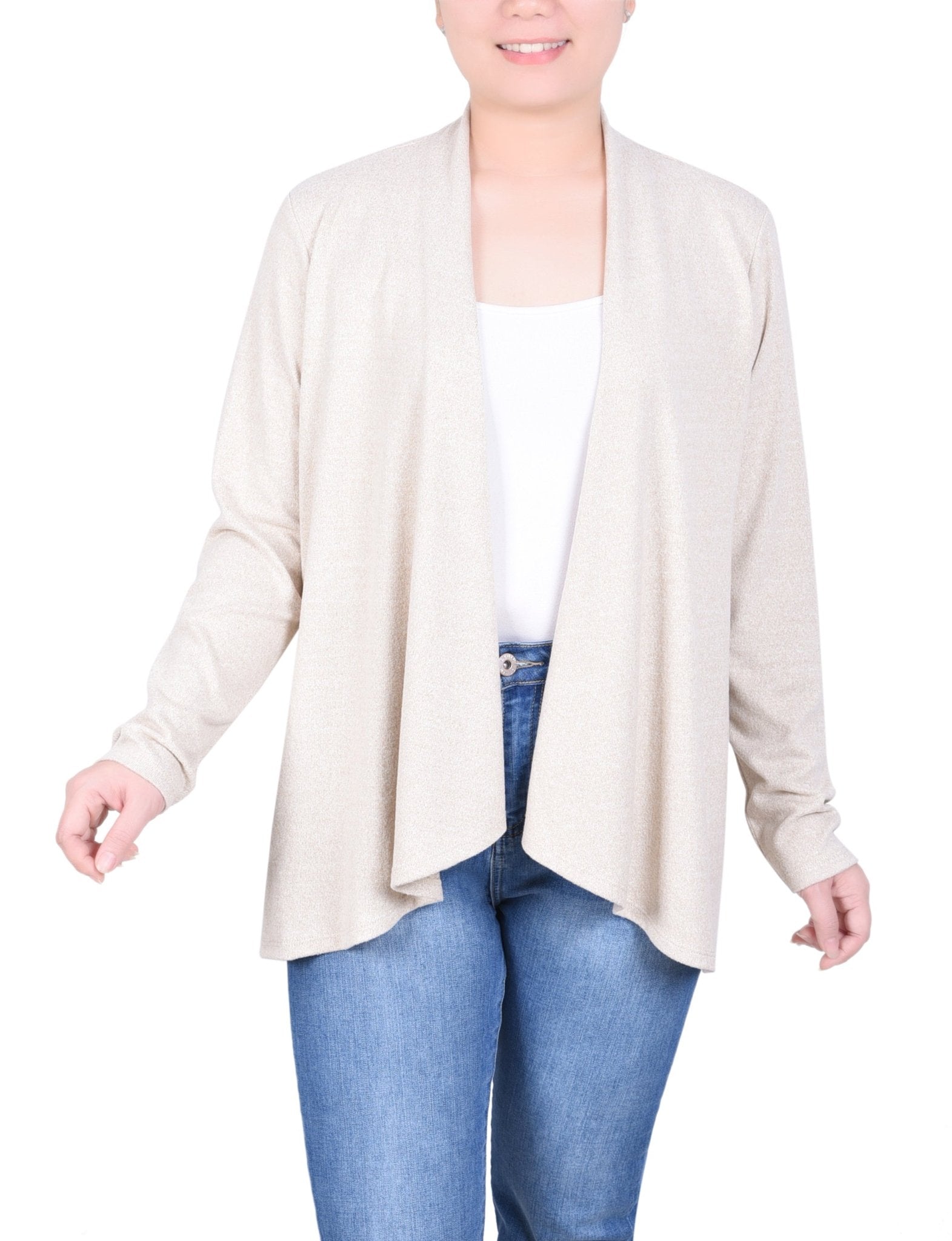 NY Collection Long Sleeve Swing Cardigan - Petite - DressbarnSweatshirts & Hoodies