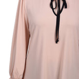 NY Collection Long Sleeve Tie Neck Top - Petite - DressbarnShirts & Blouses