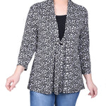 NY Collection Puff Print 3/4 Sleeve Two-Fer Top - Petite - DressbarnShirts & Blouses
