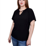 NY Collection Raglan Sleeve Top With Chain Details - Petite - DressbarnShirts & Blouses