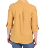 NY Collection Roll Tab Blouse - Petite - DressbarnShirts & Blouses