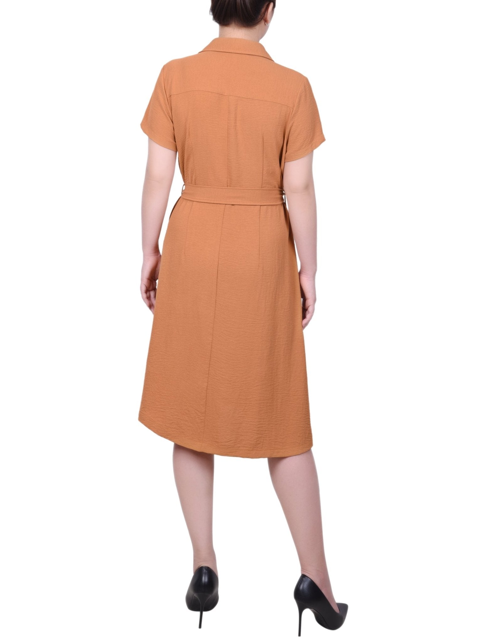 Short Sleeve Belted Shirtdress Short Sleeve Belted Shirtdress