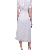 NY Collection Short Sleeve Belted Swiss Dot Dress - Petite - DressbarnDresses
