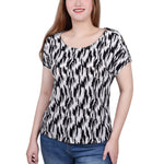 NY Collection Short Sleeve Extended Sleeve Tunic Top - Petite - DressbarnShirts & Blouses