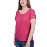 NY Collection Short Sleeve Extended Sleeve Tunic Top - Petite - DressbarnShirts & Blouses