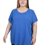 NY Collection Short Sleeve Extended Sleeve Tunic Top - Plus - DressbarnShirts & Blouses