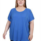 NY Collection Short Sleeve Extended Sleeve Tunic Top - Plus - DressbarnShirts & Blouses