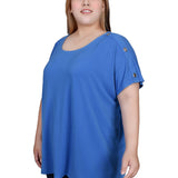 NY Collection Short Sleeve Extended Sleeve Tunic Top - Plus - DressbarnShirts & Blouses