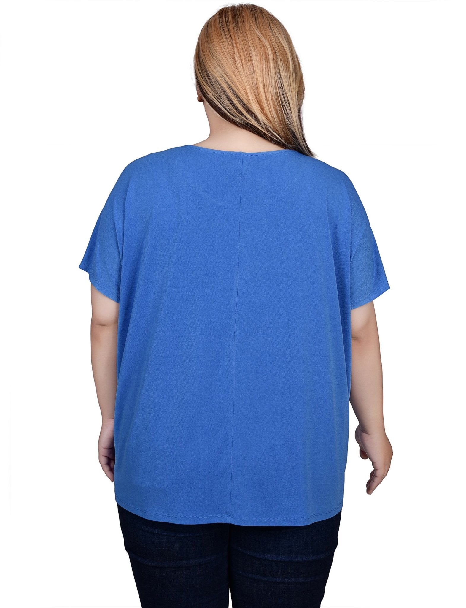 NY Collection Short Sleeve Extended Sleeve Tunic Top - Plus - DressbarnShirts & Blouses