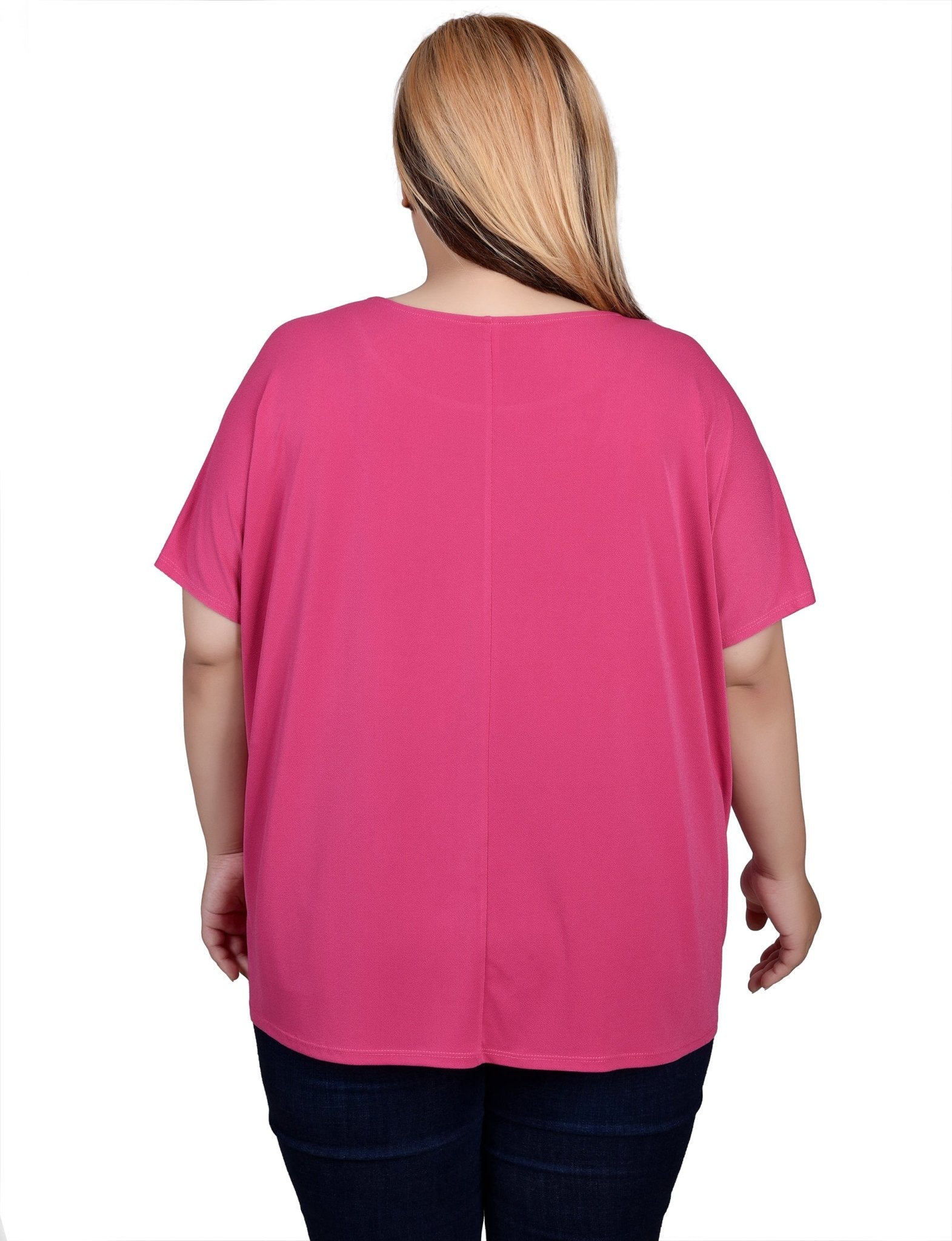 NY Collection Short Sleeve Extended Sleeve Tunic Top - Plus - DressbarnShirts & Blouses