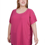 NY Collection Short Sleeve Extended Sleeve Tunic Top - Plus - DressbarnShirts & Blouses