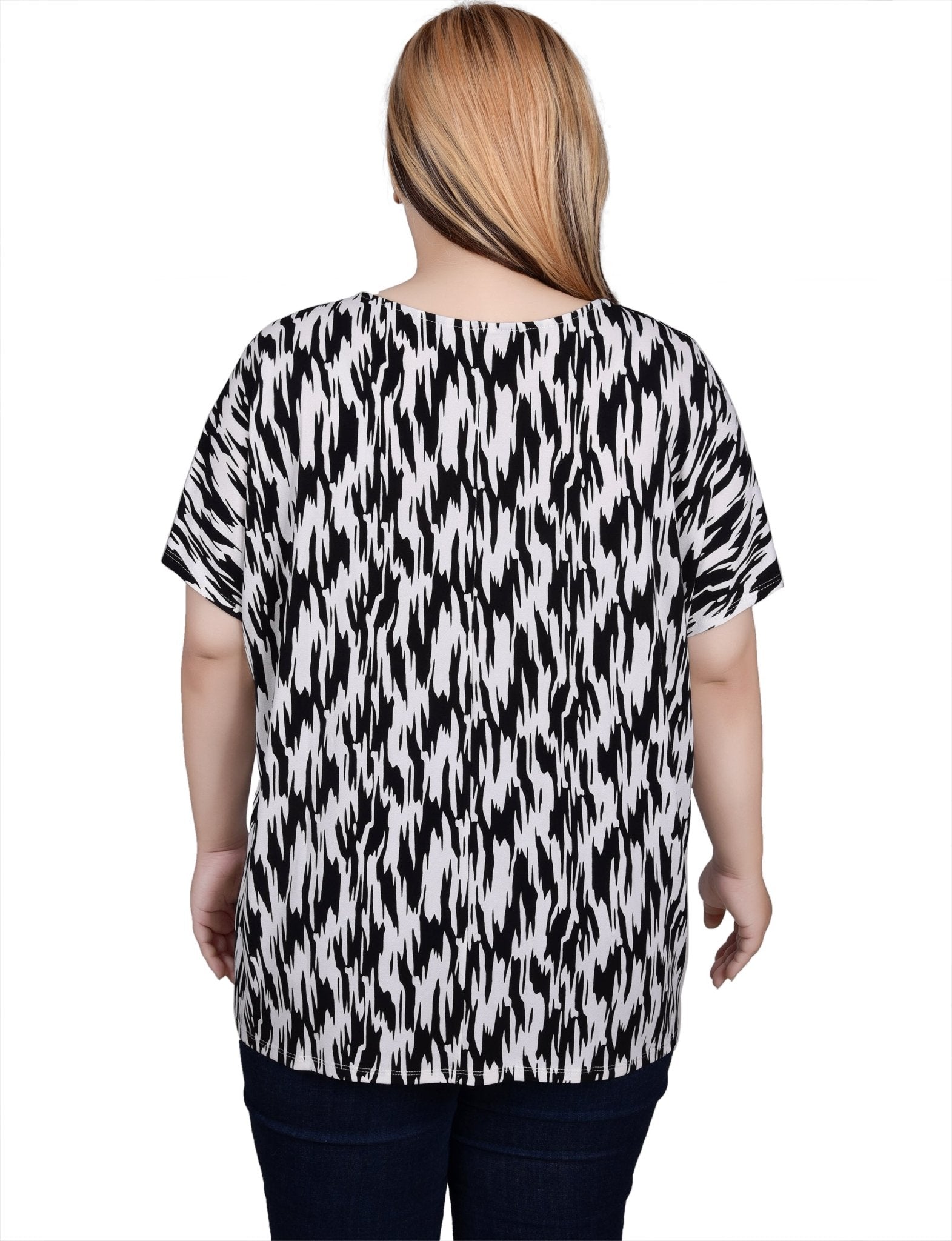 NY Collection Short Sleeve Extended Sleeve Tunic Top - Plus - DressbarnShirts & Blouses