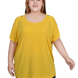 NY Collection Short Sleeve Extended Sleeve Tunic Top - Plus - DressbarnShirts & Blouses