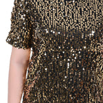 NY Collection Short Sleeve Sequined Top - Petite - DressbarnShirts & Blouses
