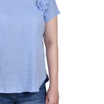 NY Collection Short Sleeve Slub Knit Top - Petite - DressbarnShirts & Blouses