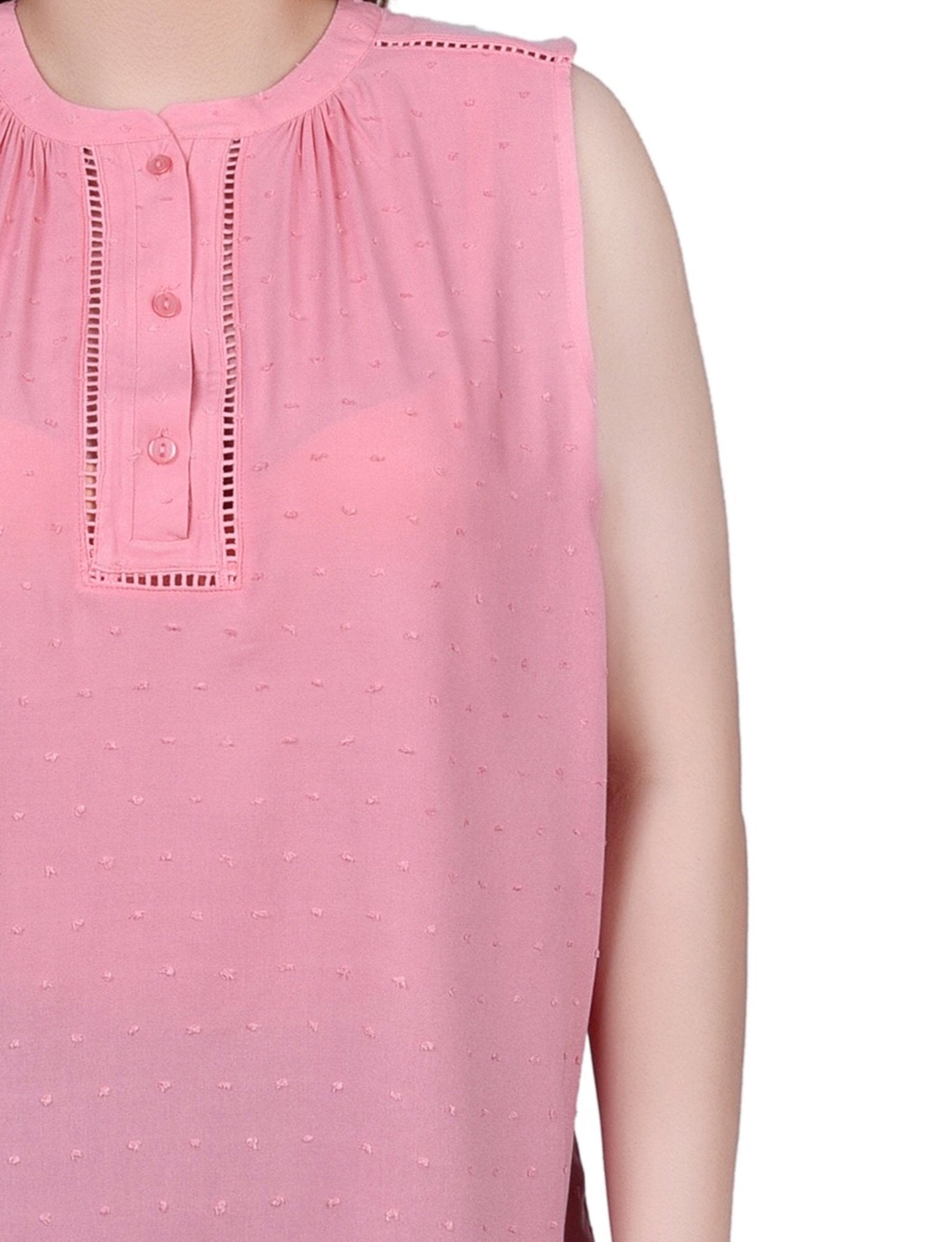 NY Collection Sleeveless Swiss Dot Blouse - Petite - DressbarnShirts & Blouses
