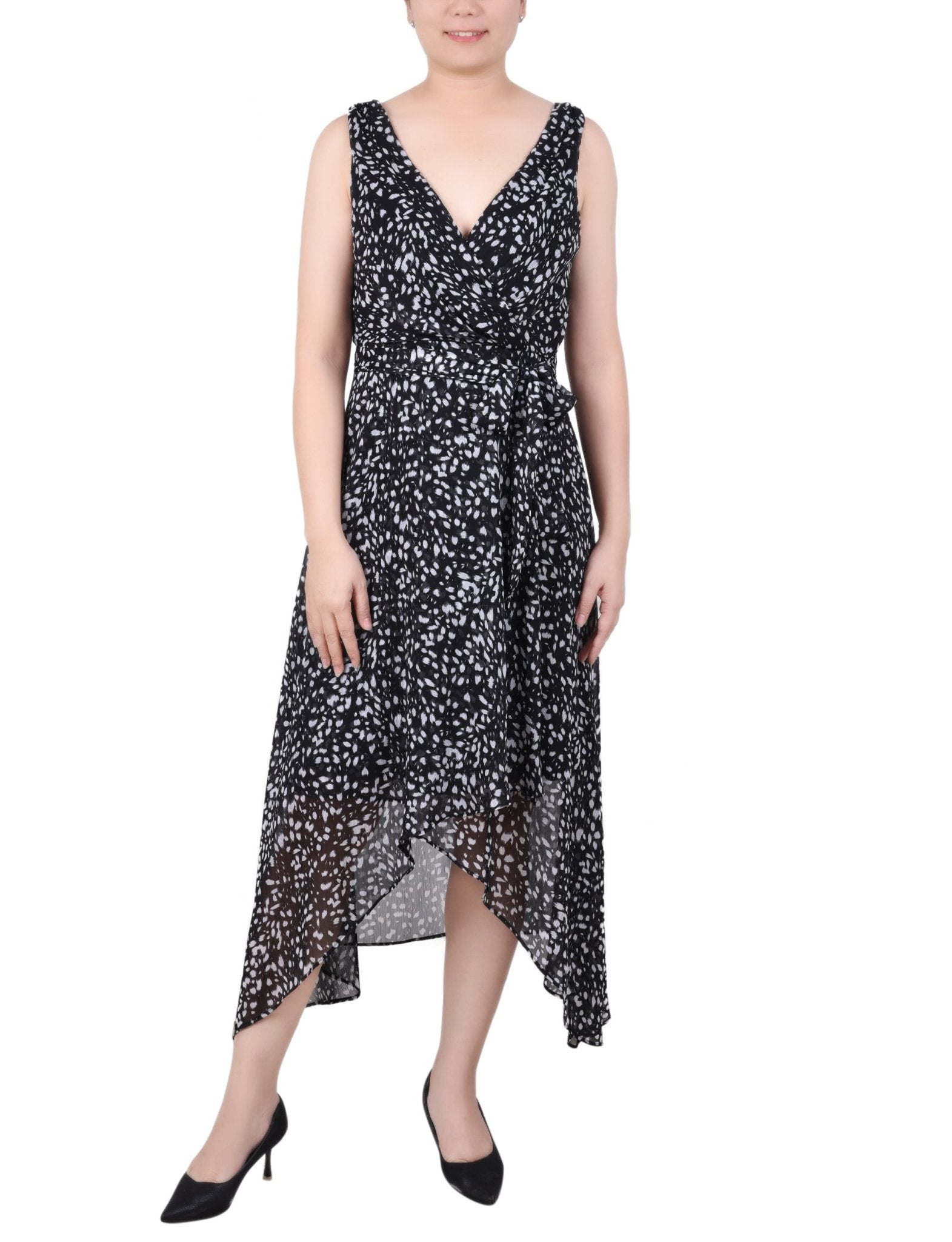 NY Collection Sleeveless Wrap Chiffon Dress - Petite - DressbarnDresses