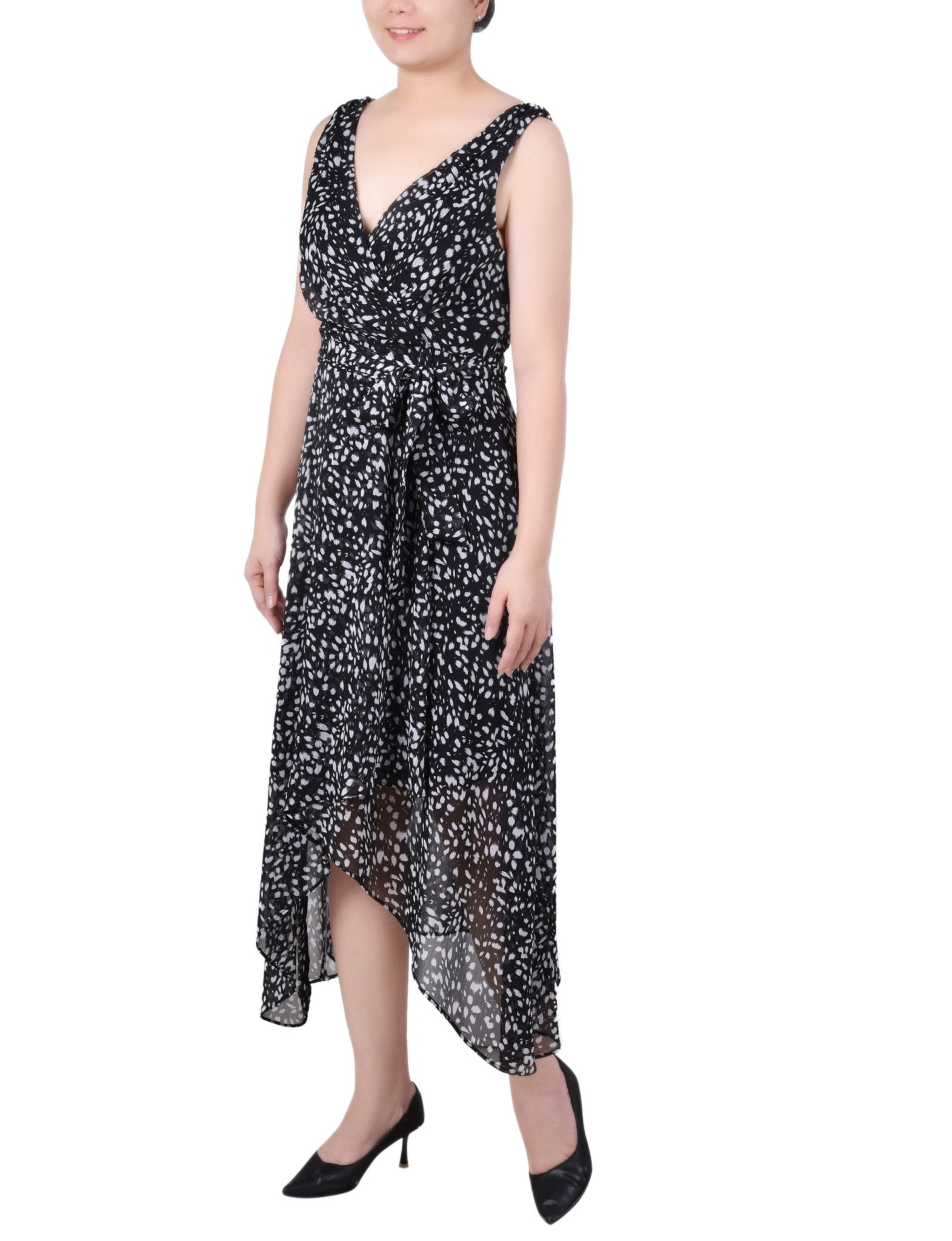 NY Collection Sleeveless Wrap Chiffon Dress - Petite - DressbarnDresses