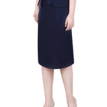 NY Collection Slim Belted Scuba Crepe Skirt - Petite - DressbarnSkirts