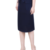 NY Collection Slim Belted Scuba Crepe Skirt - Petite - DressbarnSkirts