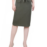 NY Collection Slim Belted Scuba Crepe Skirt - Petite - DressbarnSkirts