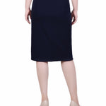 NY Collection Slim Belted Scuba Crepe Skirt - Petite - DressbarnSkirts