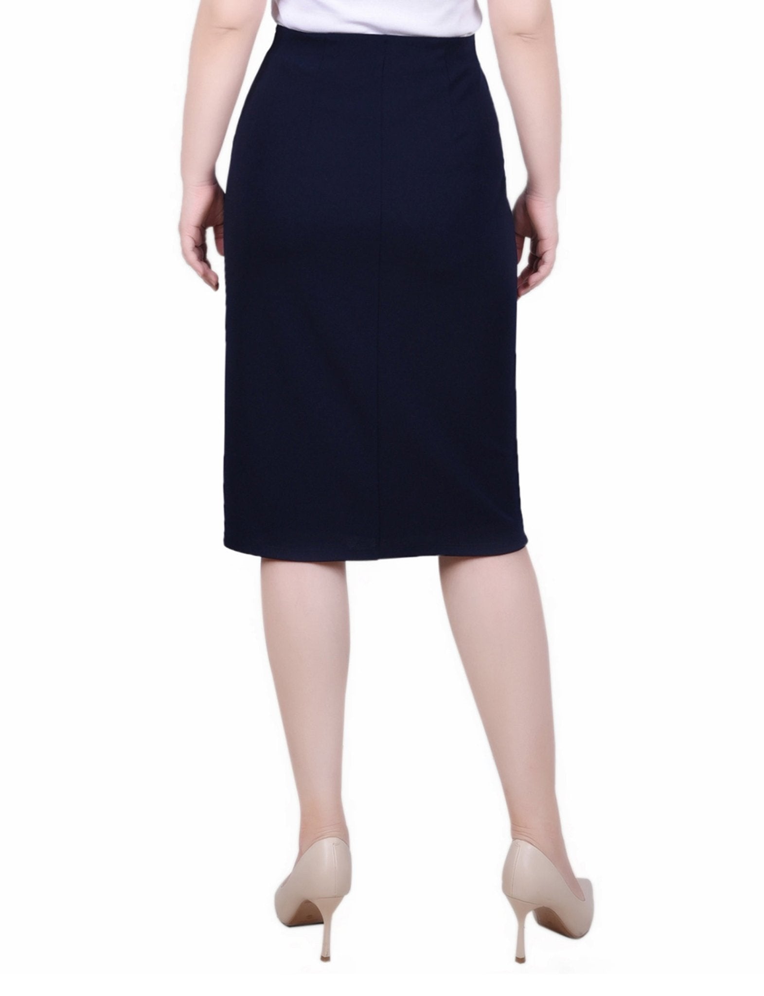 NY Collection Slim Belted Scuba Crepe Skirt - Petite - DressbarnSkirts