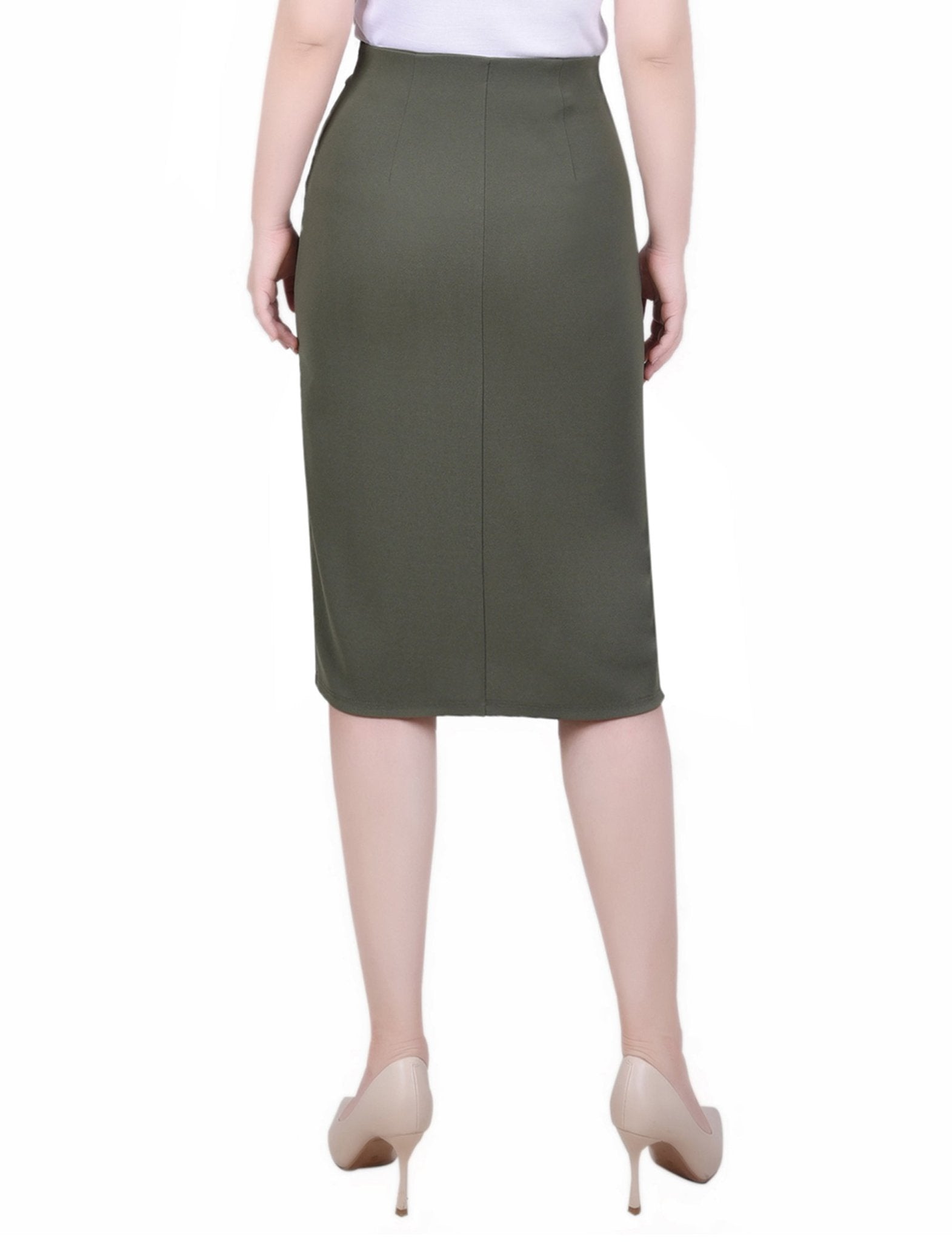 NY Collection Slim Belted Scuba Crepe Skirt - Petite - DressbarnSkirts