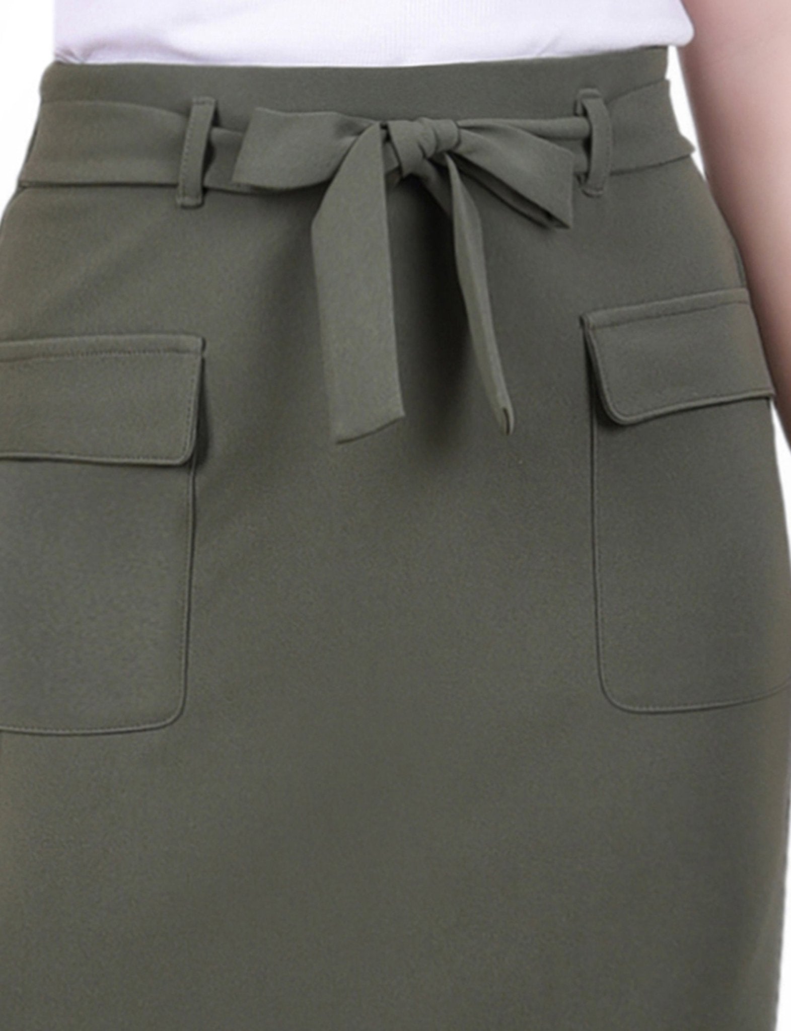 NY Collection Slim Belted Scuba Crepe Skirt - Petite - DressbarnSkirts